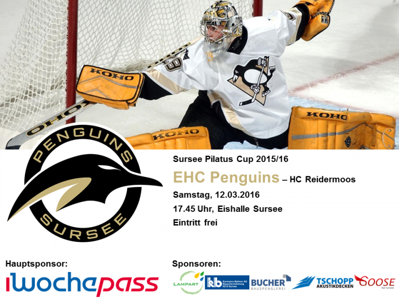 EHC Penguins - HC Reidermoos; 12.03.2016 17.45 Uhr, Eishalle Sursee