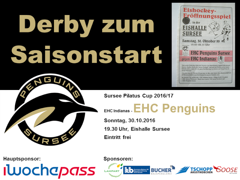 EHC Indianas - EHC Penguins; 30.10.2016 19.30 Uhr, Eishalle Sursee