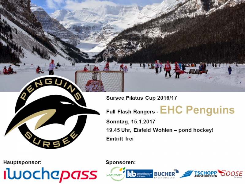 Full Flash Rangers - EHC Penguins; 15.1.2017 19.45 Uhr, Eisfeld Wohlen – pond hockey!