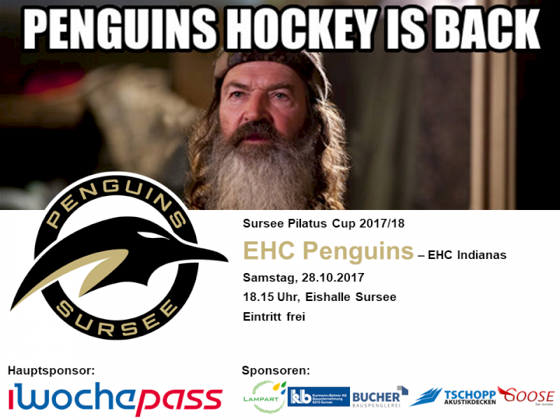 EHC Indianas - EHC Penguins; 28.10.2017 18.15 Uhr, Eishalle Sursee