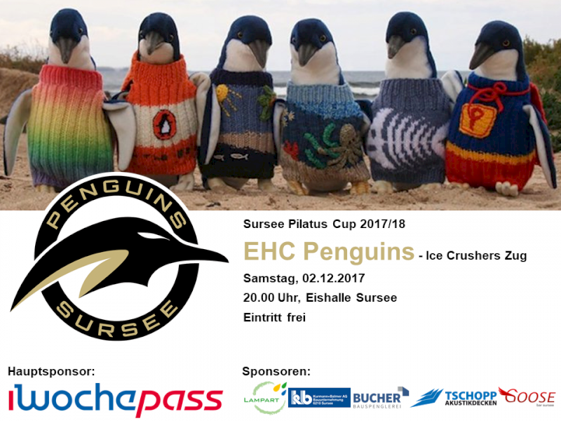 EHC Penguins - Ice Crushers Zug; 02.12.2017 20.00 Uhr, Eishalle Sursee