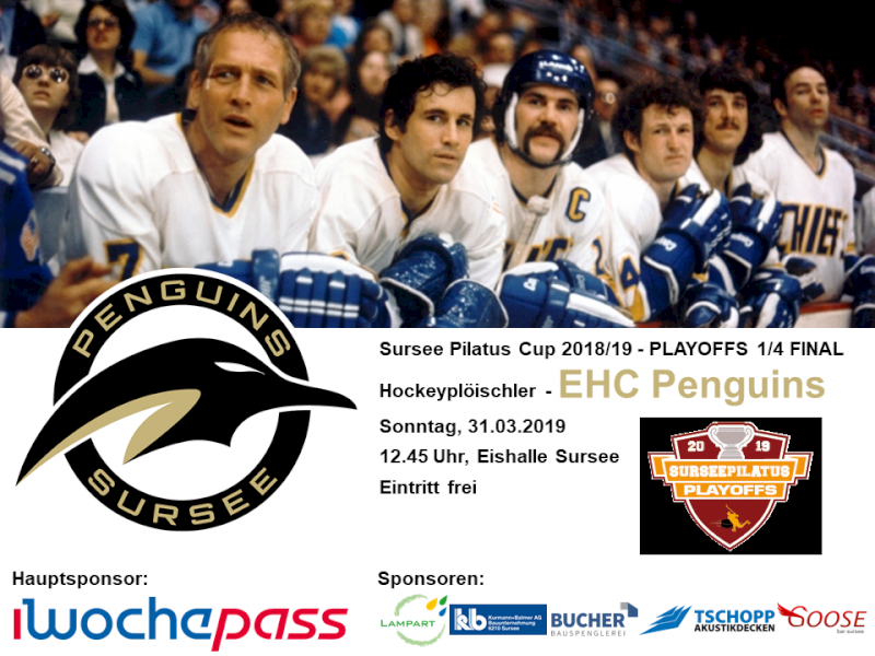 Playoffs 1/4 Final; Hockeyplöischler - EHC Penguins; 31.03.2019 12.45 Uhr, Eishalle Sursee