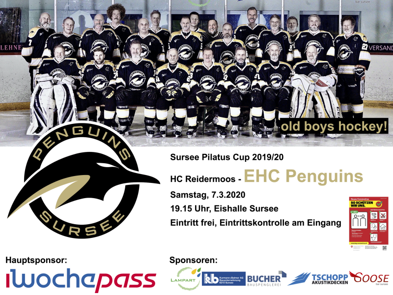 HC Reidermoos - EHC Penguins; 7.3.2020 19.15 Uhr, Eishalle Sursee